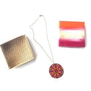 Necklaces with ornaments in pointillism technique, multicolor, jewelry